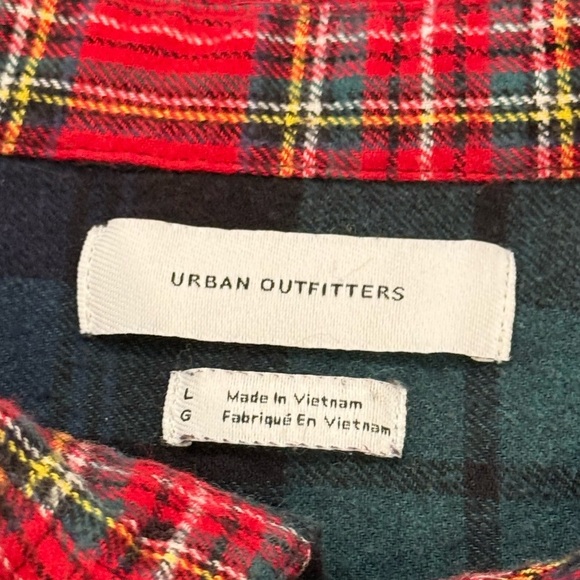 Urban Outfitters Mix & Match Plaid Button Down Flannel Blue Red Mens Large - Picture 6 of 10